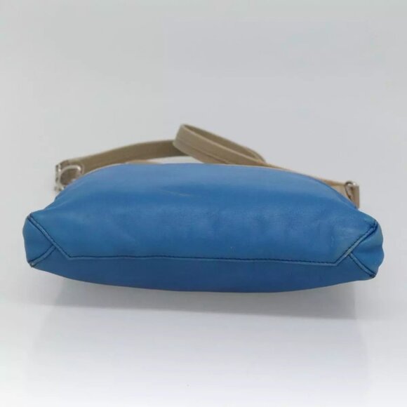 CELINE Shoulder Bag Leather Beige Gold blue Auth - Picture 9 of 15